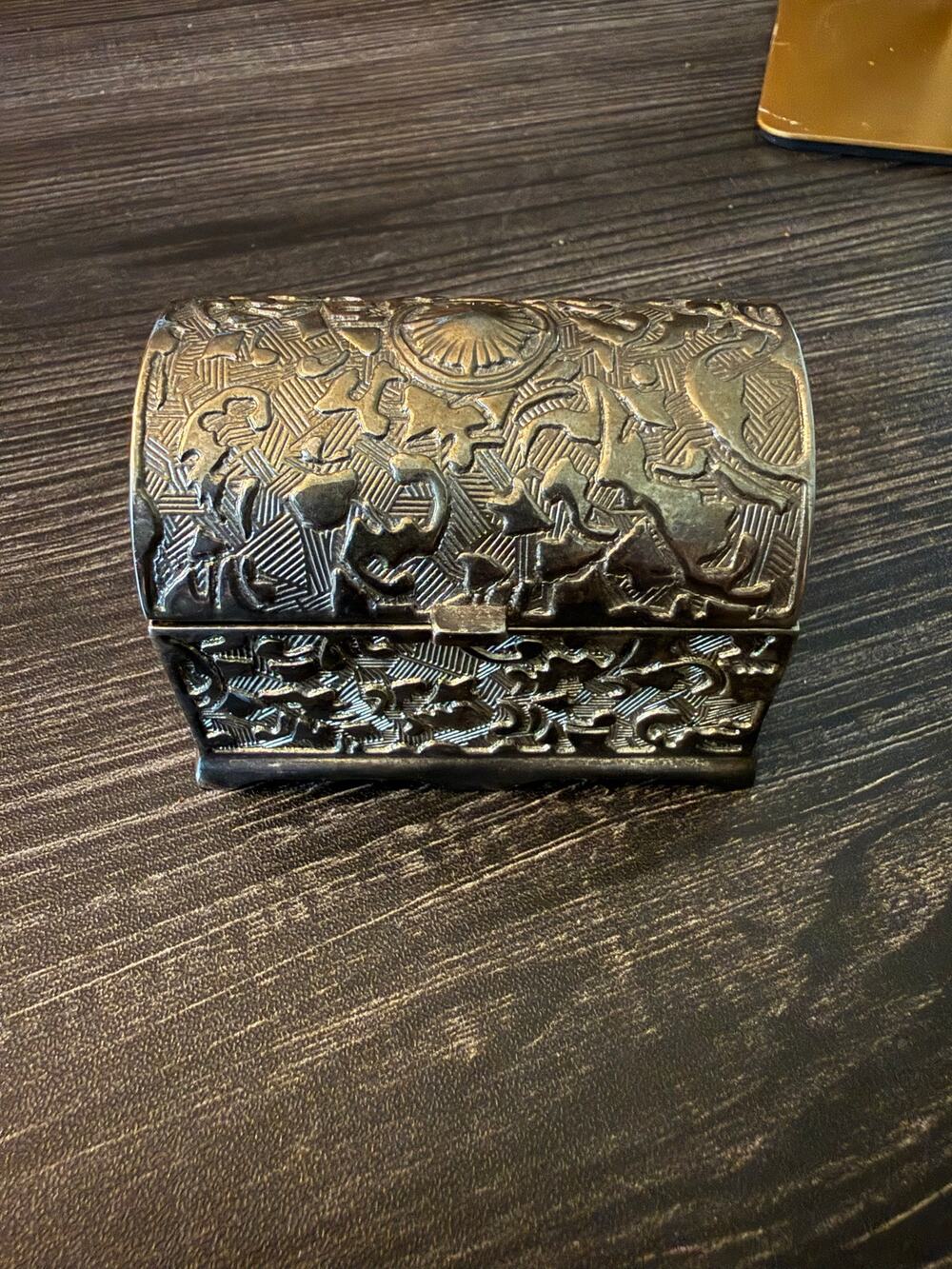 Silver Treasure Filigree Chest Jewelry Box Metal Trinket